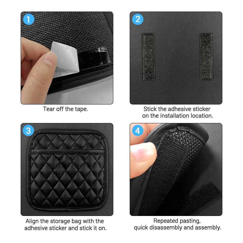 Multifunction Car Organizers - Pocket Bags for Car Storage Box, Collecting Bag for Cards, Phone, and Keys, Sticky Pouch for Car Interior