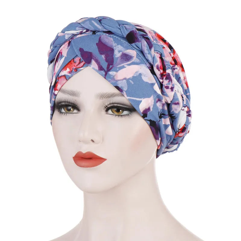 Women’s Cotton Head Scarf – Solid Turban Bonnet Hijab Cap with White Pearl Inner, Muslim Arab Wrap