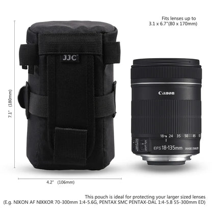 JJC Waterproof Camera Lens Bag — Storage Pouch with Belt for Canon, Nikon, Sony, Fujifilm DSLR