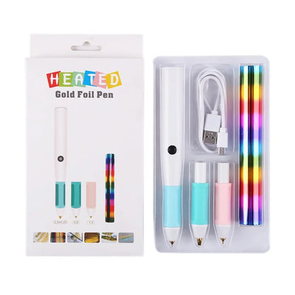USB Hot Foil Pen with 0.8/1.5/2.5mm Tips – Slim Heat-Resistant Grip for DIY Calligraphy on Paper & Leather