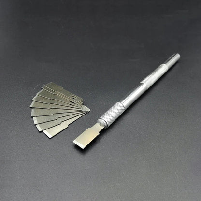 SAYTL Rubber Shovel & Glue Knife Set — Flat Metal Blade Kit for UV Glue Removal & Mobile Phone Screen Repair