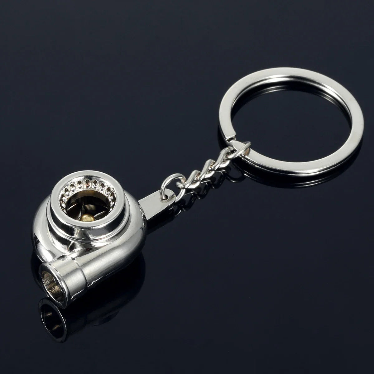 Mini Turbocharger Keychain - Spinning Turbine Keyring for Car Interior Accessories & Key Fob