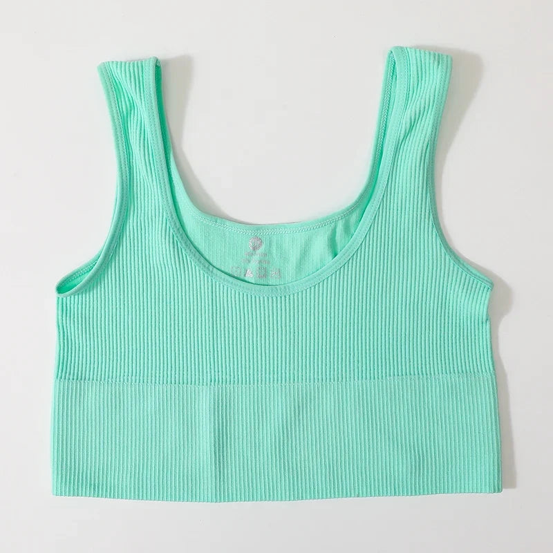 Women’s Seamless Ribbed Tank Top - High-Elastic Sleeveless Crop Camisole, O-Neck Everyday Sportswear M-XL