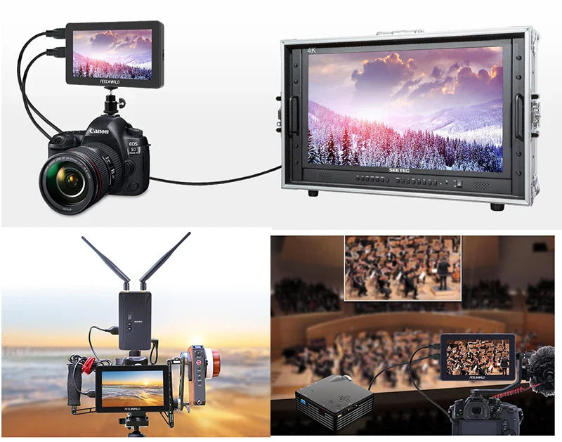 FEELWORLD F6 PLUS V2 6" DSLR Camera Field Monitor – 3D LUT, Touchscreen IPS, 1920x1080 FHD, 4K Support, Focus Assist