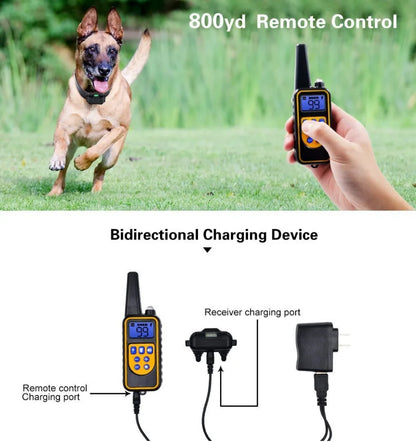 Electric Dog Training Collar: Waterproof Bark Collar with Remote Control, Rechargeable Anti-Barking Device for All Size Dogs