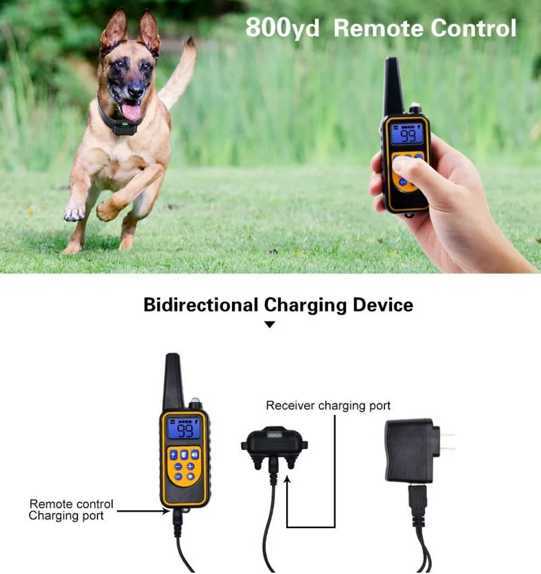 Waterproof Electric Dog Training Collar with Remote – Rechargeable Anti-Bark Control Device for All Dog Sizes