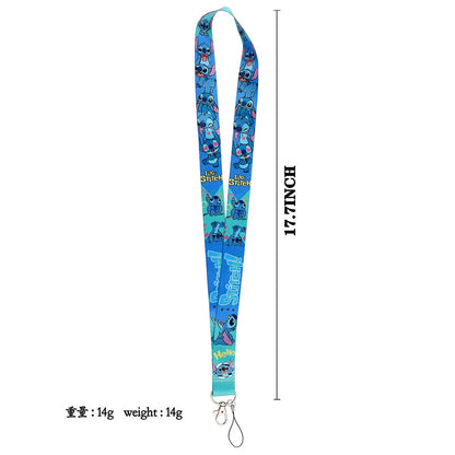 Lilo & Stitch Cute Couples Lanyard – Keychain, ID Badge Holder & Phone Strap with Card Cover Charm Accessories