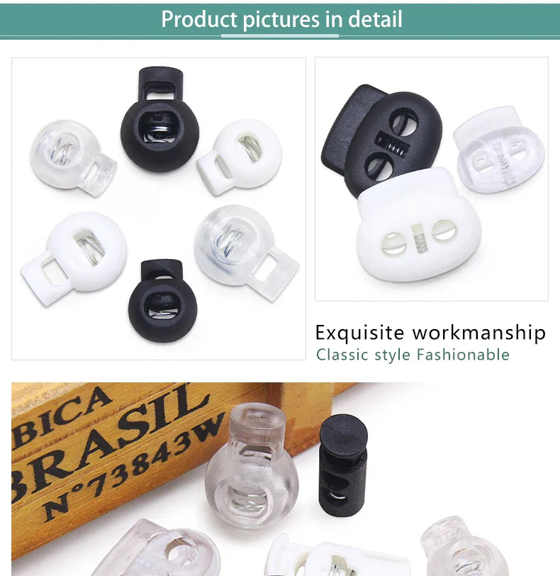 10pcs Plastic Cord Lock Stopper – Black Frost Toggle Clips for Shoelaces, Sportswear & DIY Bag Accessories