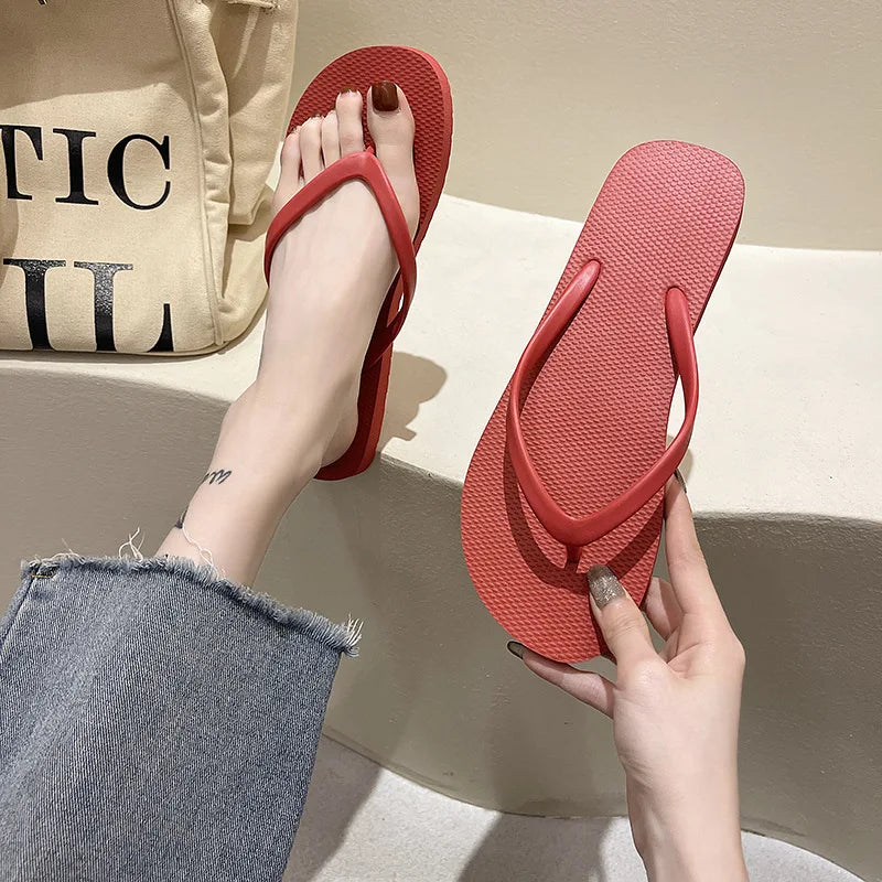 Women's Summer Flat Flip Flops - Comfortable Indoor Home Slippers in Multiple Colors