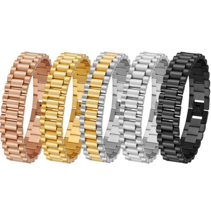 15mm Wide Gold Stainless Steel Watch Chain Bracelet – Luxury Waterproof Men’s Wristband Jewelry for Men & Boys Wholesale Style