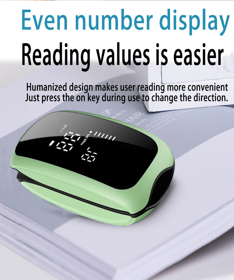 Rechargeable Finger Pulse Oximeter – SpO2 Blood Oxygen Saturation Monitor with Heart Rate and Rate Measurements, LED Display