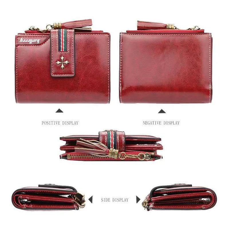 Fashion Small Leather Wallet for Women — Stylish Zipper & Hasp Card Holder, High-Quality Short Credit Card Purse