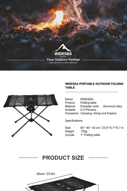 Widesea Camping Folding Table – Portable Picnic & Travel Table for Outdoor Dining, Fishing & Tourism
