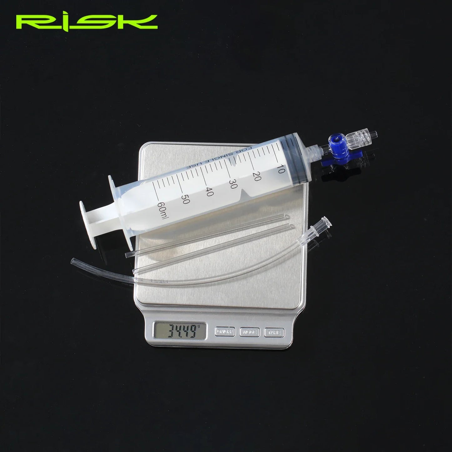RISK RL225 Tubeless Tyre Sealant Injector — Bike Syringe with Schrader & Presta Valve Core Remover
