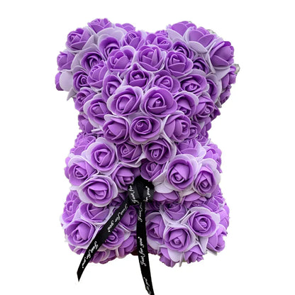 2024 40cm Rose Bear – Heart-Shaped Artificial Flower Teddy Bear for Valentine’s, Wedding, Birthday & Christmas Gifts