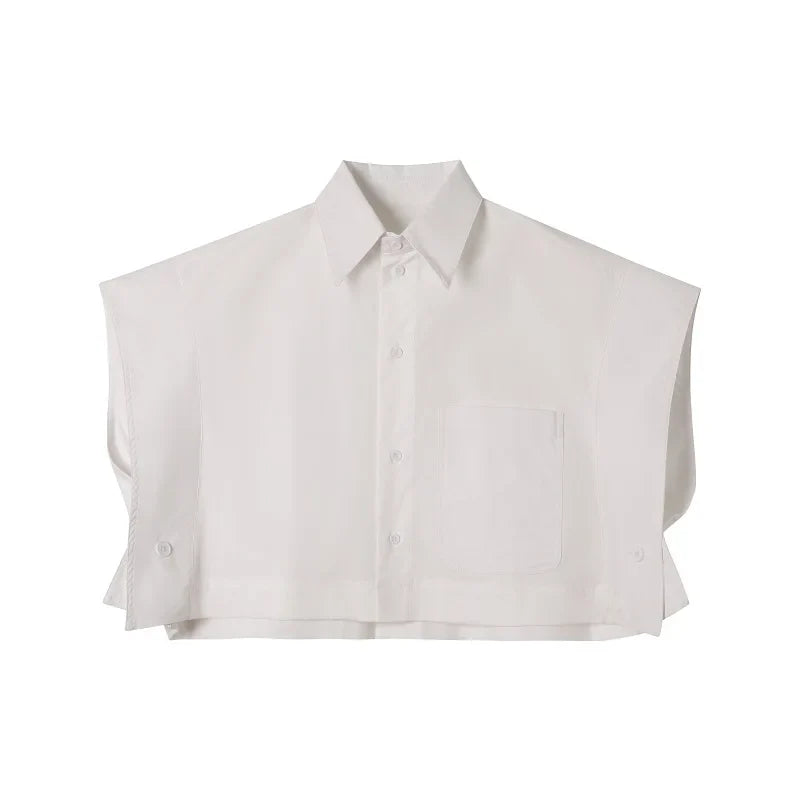 Men’s Wide Shoulder Sleeveless Shirt – Loose Casual Short Style Streetwear, Japan & Korea Fashion