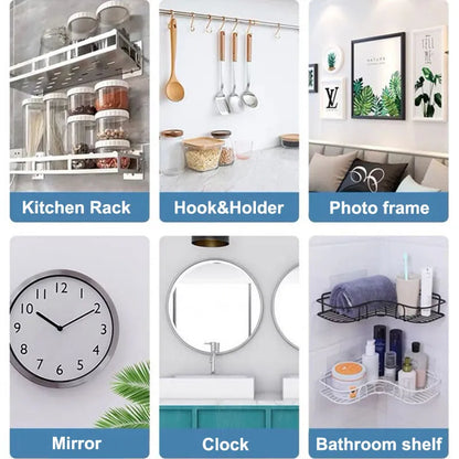 Transparent Self-Adhesive Wall Hook for Pictures - Screw Hook Hanger with Wall Screw Sticker - Door and Wall Hanger Hooks