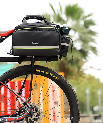 WEST BIKING 3-in-1 Waterproof Bike Trunk Bag — Large Capacity MTB & Road Bicycle Saddle Seat Panniers, Travel Luggage Carrier