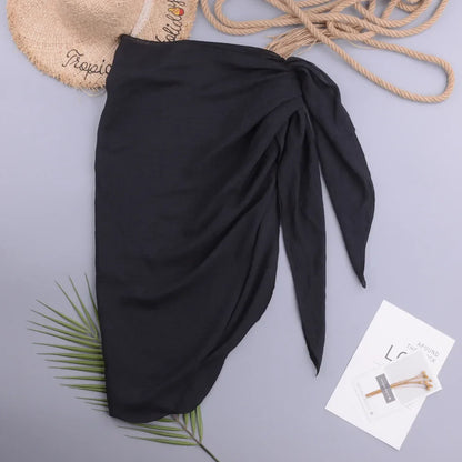 Women’s Solid Beach Pareo – Sexy Bikini Cover-Up Wrap Skirt Sarong for Swimwear & Beachwear