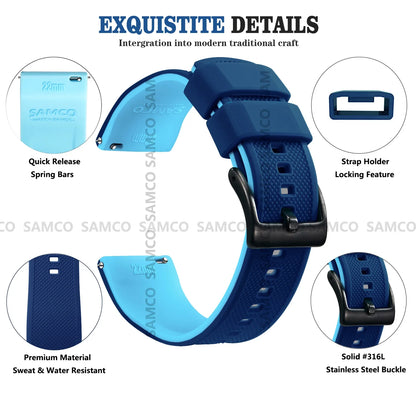 Premium Silicone Watch Band – Quick Release Rubber Strap, 18mm 20mm 22mm Replacement Watchband