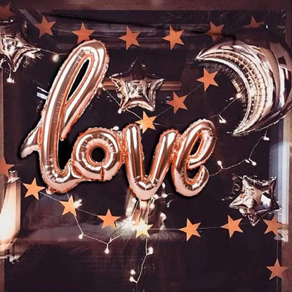 108cm LOVE Letter Foil Balloon - Perfect Wedding, Valentine's, Anniversary, or Birthday Party Decoration with Champagne Cup and Photo Booth Props