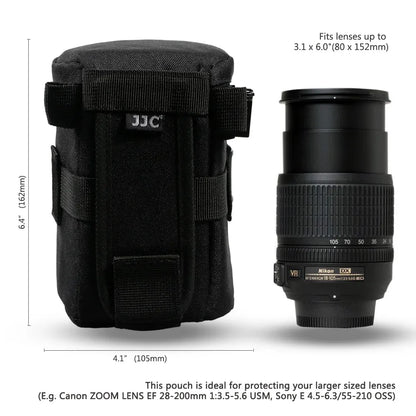 JJC Waterproof Camera Lens Bag — Storage Pouch with Belt for Canon, Nikon, Sony, Fujifilm DSLR