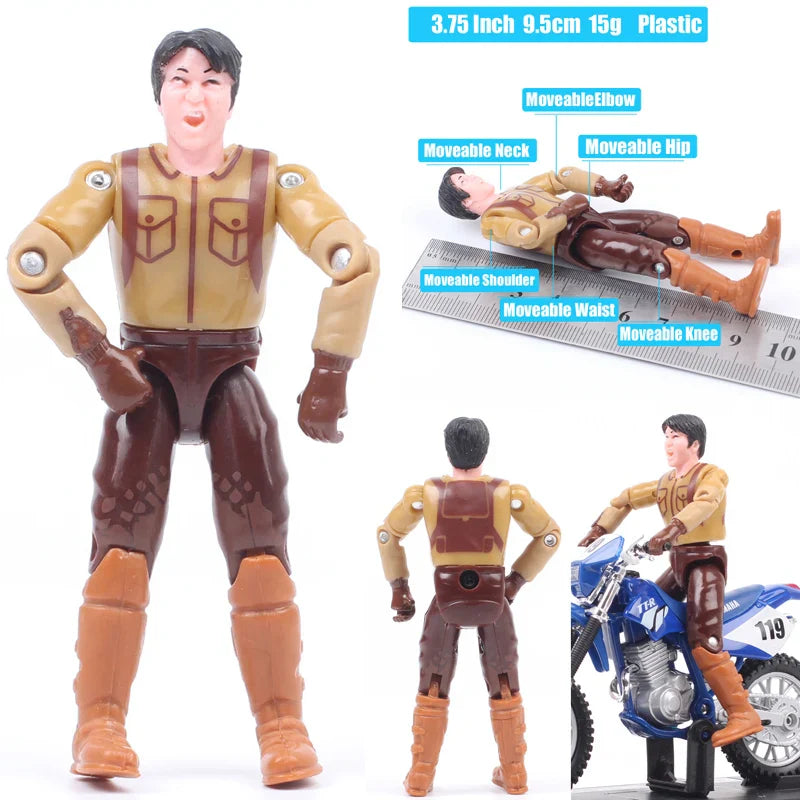 1/18 Scale 3.75" Motorcycle Racer Action Figure – Villopoto #5, Dungey #199, Pastrana Bike Model Collectible Toy