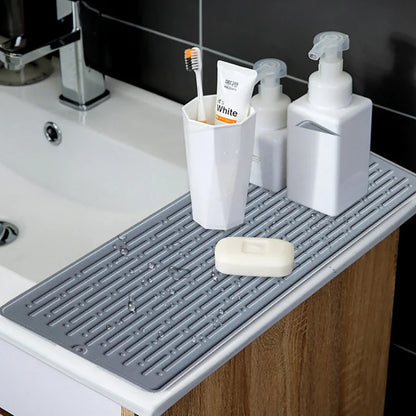 Silicone Dish Drying Mat (41 x 15cm) | Large Countertop, Sink & Dish Draining Mat, Heat-Resistant Trivet