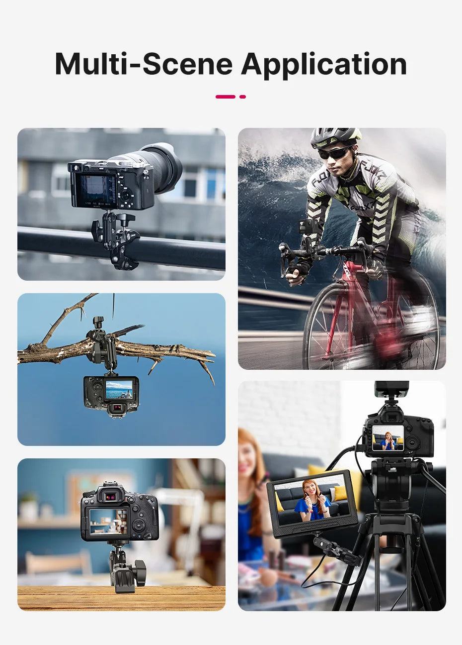 Ulanzi R094 Metal Super Clamp with 360° Ball Head Magic Arm, 1/4" & 3/8" Holes for DSLR Camera, Monitor, Light, Mic, and Rod Mount