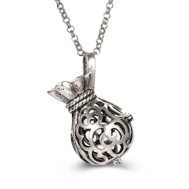 Mexico Music Ball Hollow Zircon Pendant Necklace – Vintage Perfume Aromatherapy Locket for Women