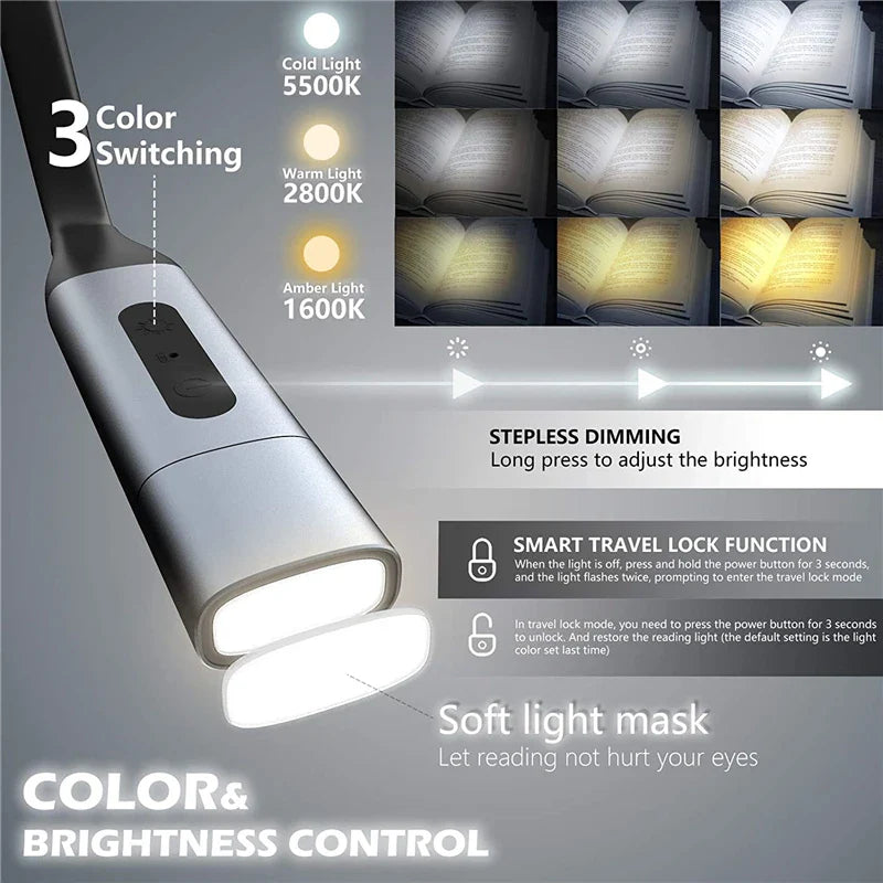 USB Rechargeable LED Neck Reading Lamp - High-Quality, Hands-Free Portable Book Light for Camping, Repairing, and Lighting