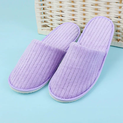 5 Pairs Mix Color Disposable Hotel Slippers – Cotton Non-Slip Slides for Men & Women Home, Travel, SPA & Hospitality Use