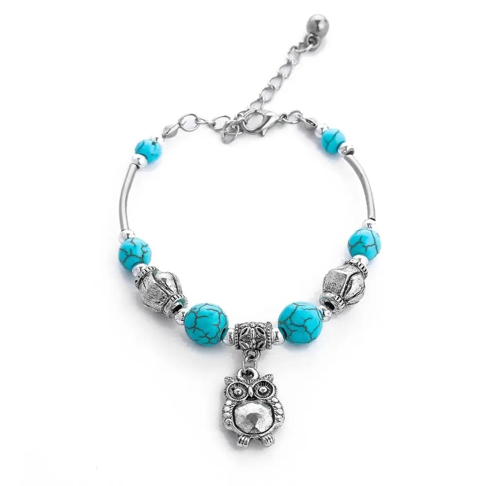 Gypsy Boho Tibetan Turquoise Bracelet for Women & Men – Vintage Elastic Ethnic Bangle Jewelry