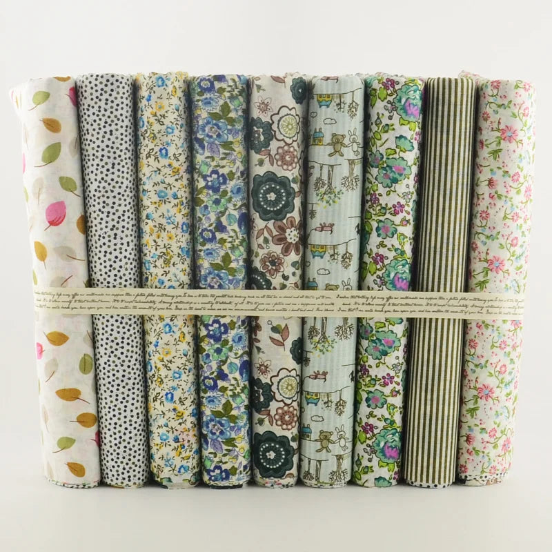 African Ankara Cotton Fabric - 9-Piece 50x50CM Floral Patchwork Sewing Tilda Cloth Fabric Set