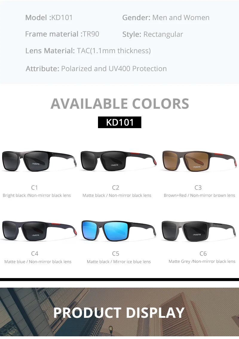 KDEAM Ultra-Light Polarized Sports Sunglasses for Men & Women – TAC 1.1mm Lens, Category 3 Driving Sun Glasses