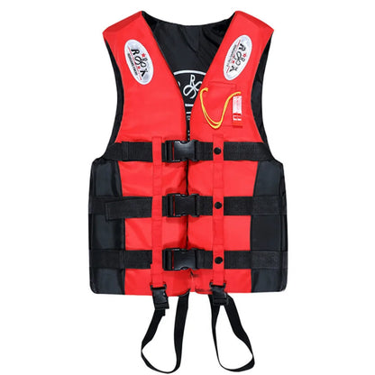 S-XXXL Swimming & Boating Life Jacket - Polyester Skiing Vest, Survival Suit for Adults & Children with Whistle, Outdoor Safety Gear