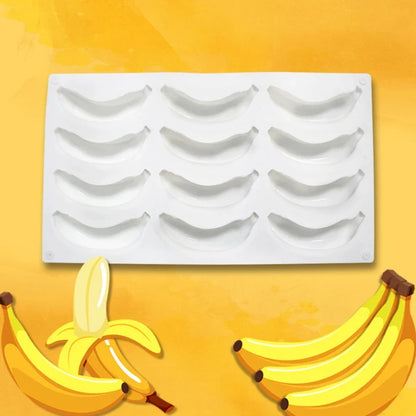 12-Cavity 3D Banana Silicone Mold – Baking Mousse Cake, Chocolate, Ice Cream & Dessert Pastry Mould