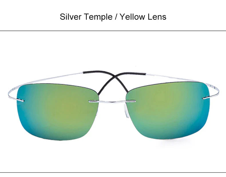 Krasivyy Rimless Square Polarized Sunglasses – Ultralight Pure Titanium, Brand Design for Men, Driving Sun Glasses, Oculos De Sol
