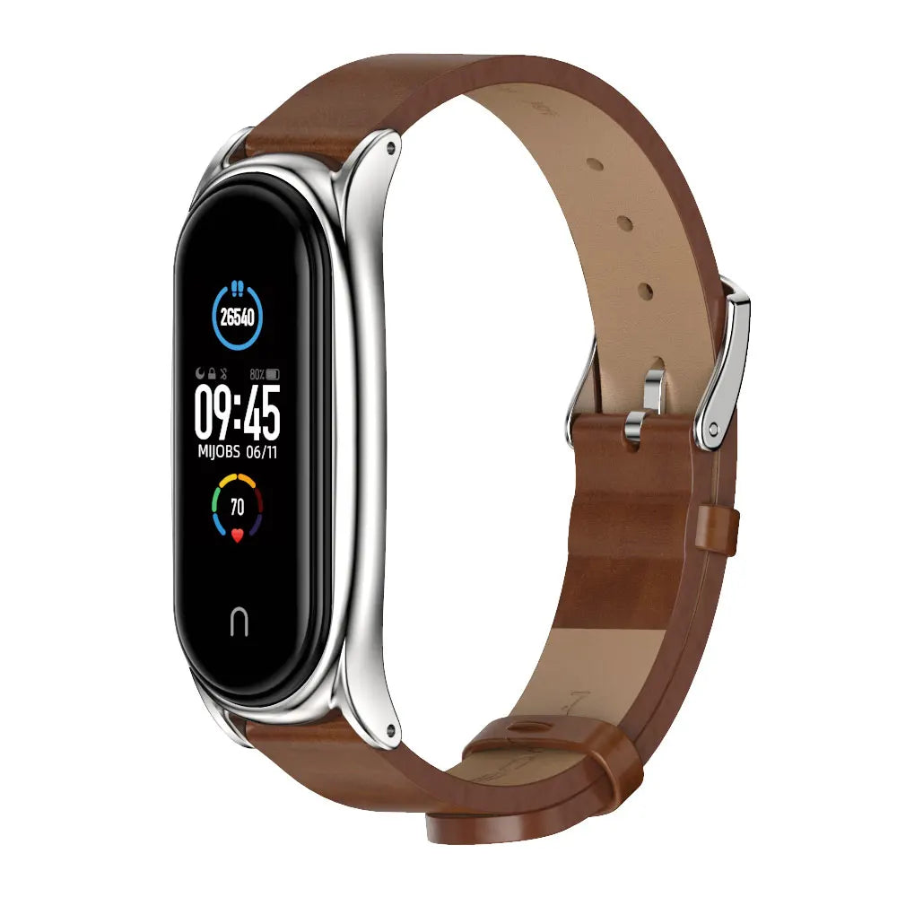 Leather Strap for Xiaomi Mi Band - Stylish Replacement Wristband for Mi Band 10/9/8/7/6/5 Mijobs Design