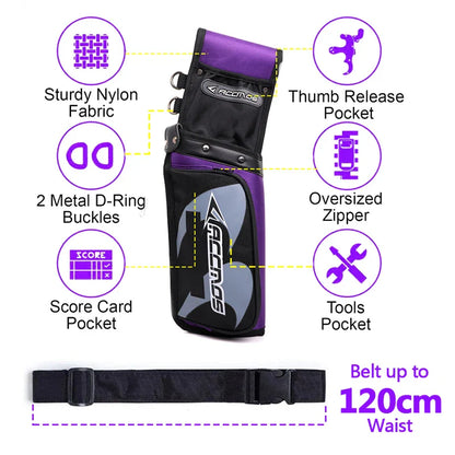 ACCMOS Portable Arrow Quiver Pouch – Waist Carry Archery Storage Holder for Hunting & Shooting