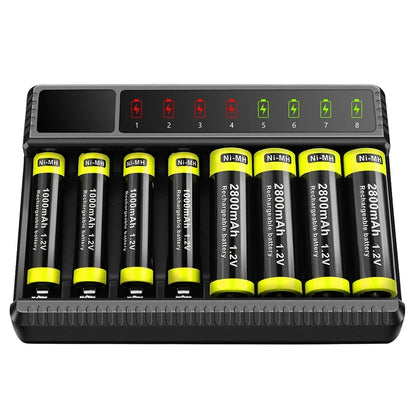 Intelligent LED Smart Battery Charger – 8-Slot NiMH Charger for 1.2V AA/AAA Rechargeable Batteries