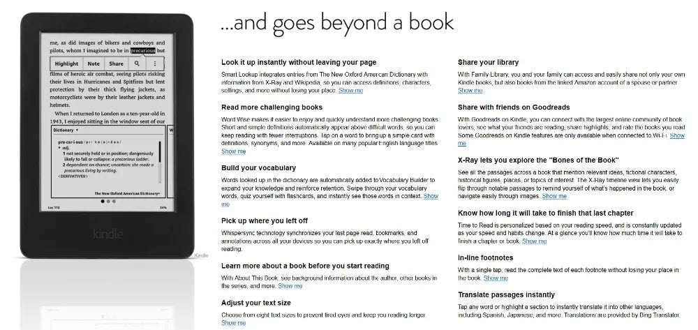Original Kindle 6/8 Used eBook Reader – 6" E-Ink Touchscreen WiFi eReader, No Light, Better Than Kobo
