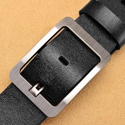 Genuine Leather Men's Belt - High Quality Cowhide Buckle Jeans Belt Casual Business Cowboy Waistband Fashion Accessory