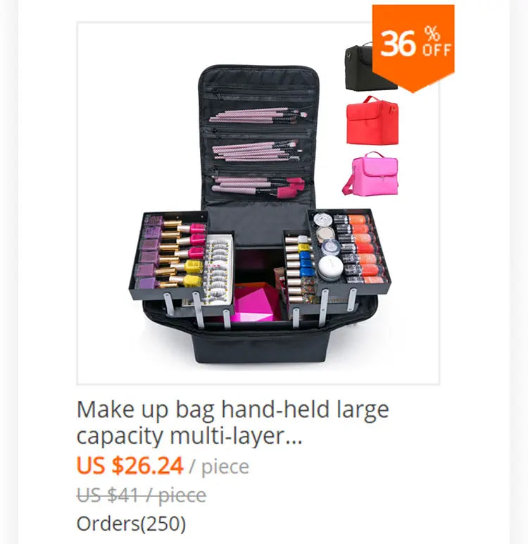 New PU Leather Cosmetic Bag for Women – Multi-Functional Portable Travel Makeup Storage Case