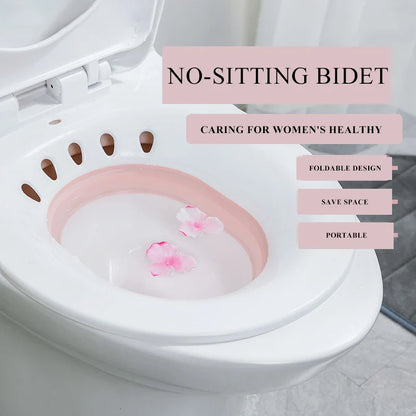 Woman's Folding Toilet Bidet Postpartum Bath Seat - Self-Cleaning Hip Irrigator for Perineum Soaking - Hemorrhoid Treatment Care
