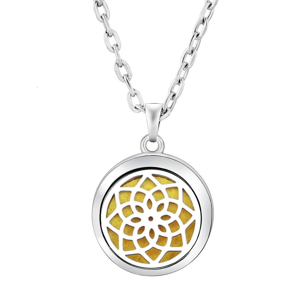 Stainless Steel Tree of Life Aromatherapy Necklace – Essential Oil Diffuser Pendant for Women