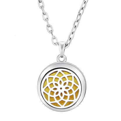 Stainless Steel Tree of Life Aromatherapy Necklace – Essential Oil Diffuser Pendant for Women