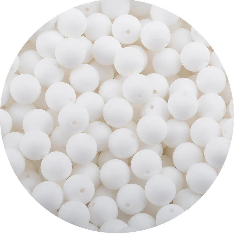 LOFCA Silicone Teething Beads - 20pcs 15mm Round Baby Chew Beads for DIY Teether Toys Infant Accessories