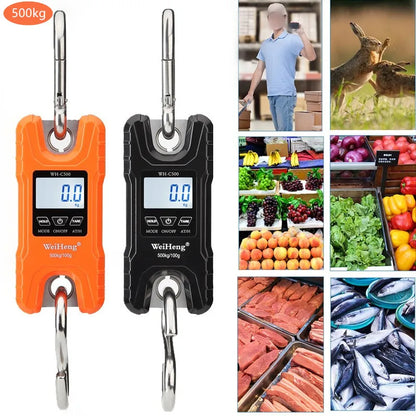 Digital Crane Scale: Heavy Duty 300kg Capacity with Hanging Hook - Portable Stainless Steel, Accurate to 150kg/50g, 200kg/100g, 500kg/100g