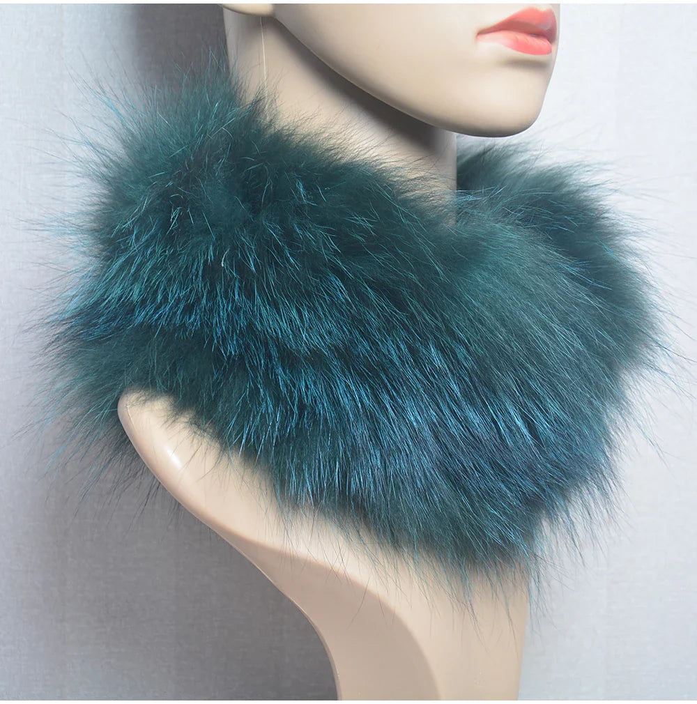2025 Real Fox Fur Scarf and Headband – Luxury Winter Neck Warmer for Women, 100% Natural Fur, Elastic Ring Muffler